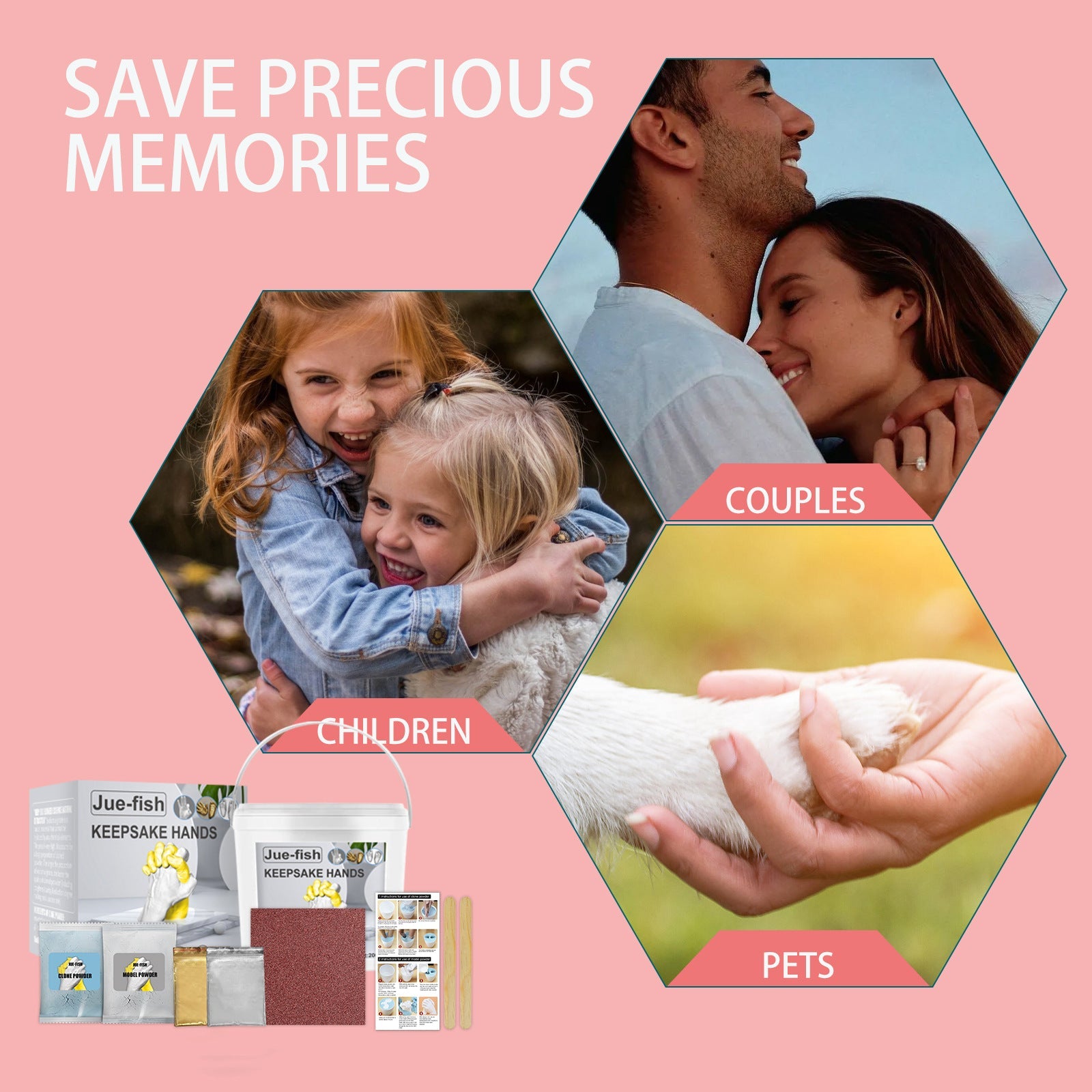 Jue-Fish 3D Hand Makrolon Powder Couple Anniversary Souvenir DIY Mother's Day Children's Day Gift