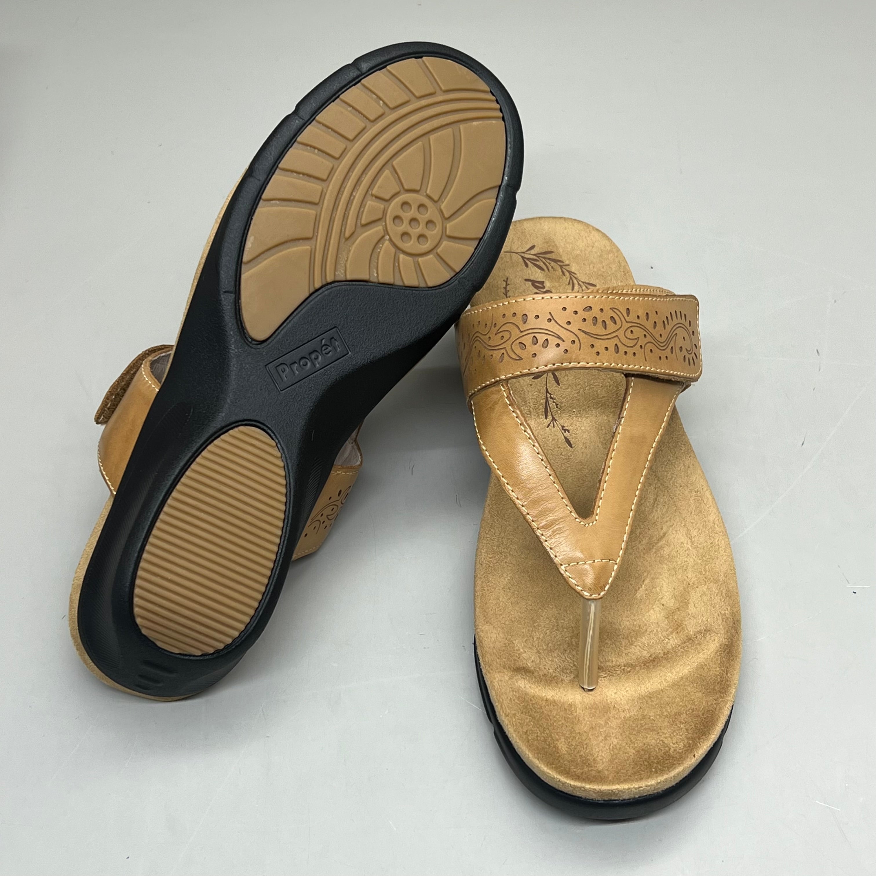 PROPET Wynzie Dressy Adjustable Flip Flop Women's Sz 10 XX(4E) Tan WSX051L