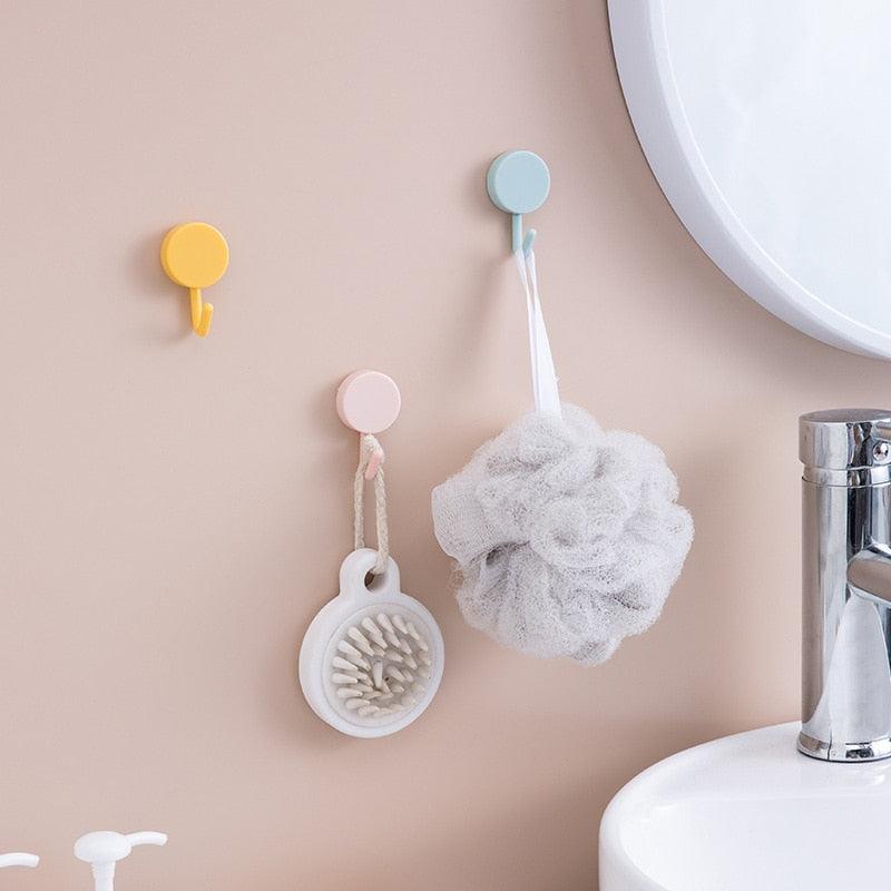 10PCS Self Adhesive Wall Hook Strong Without Drilling Coat Bag Bathroom Door Kitchen Towel Hanger Hooks Home Storage Accessories Decorative Hooks Entrance Organizers with Self-Adhesive Hooks for Hanging Keys Towels
