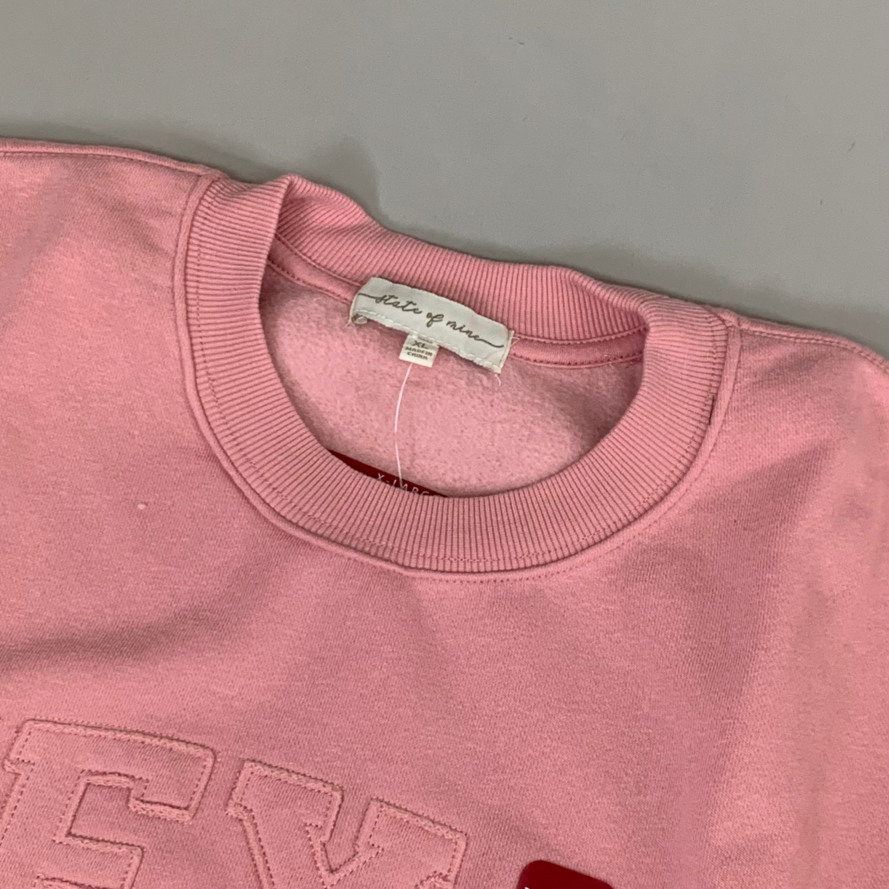 STATE OF MINE Women's Texas Print Sweatshirt Sz-XLarge Blush 15711