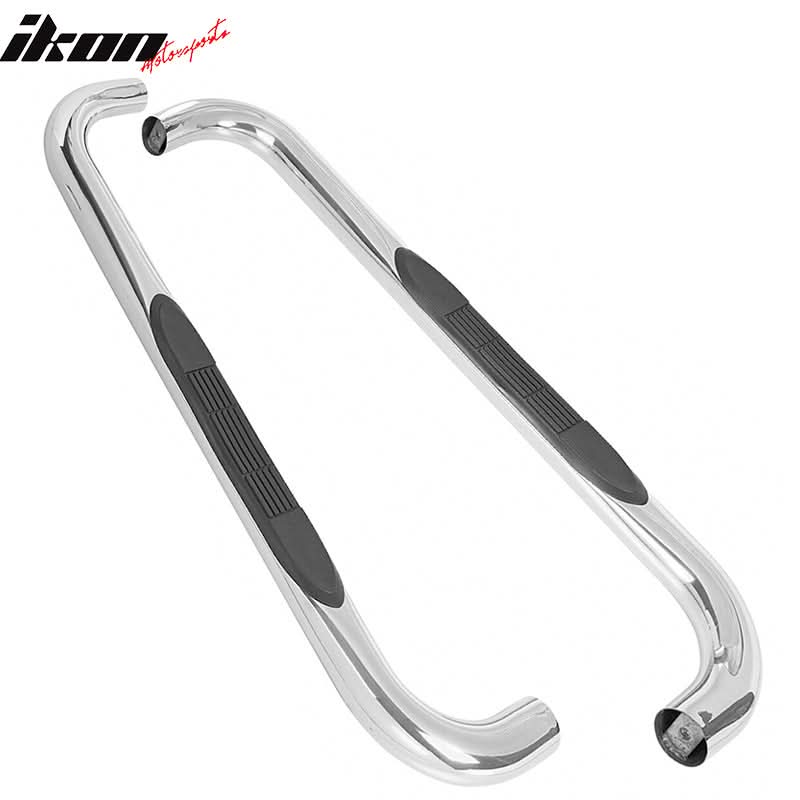 2007-2018 Jeep Wrangler Round Silver Running Boards Stainless Steel