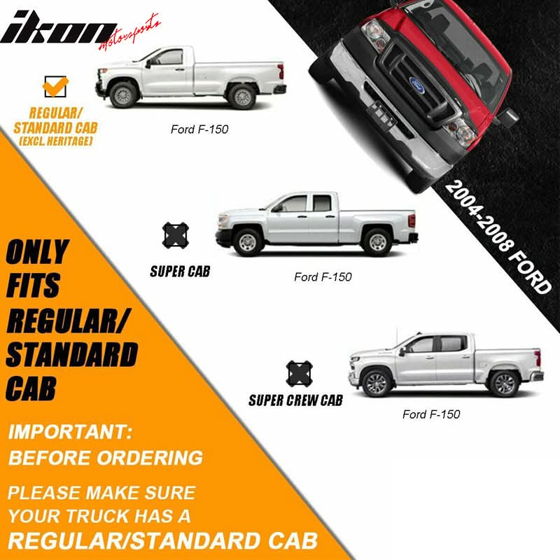 2004-2008 Ford F150 Regular Cab 4" Oval Chrome Running Board Stainless