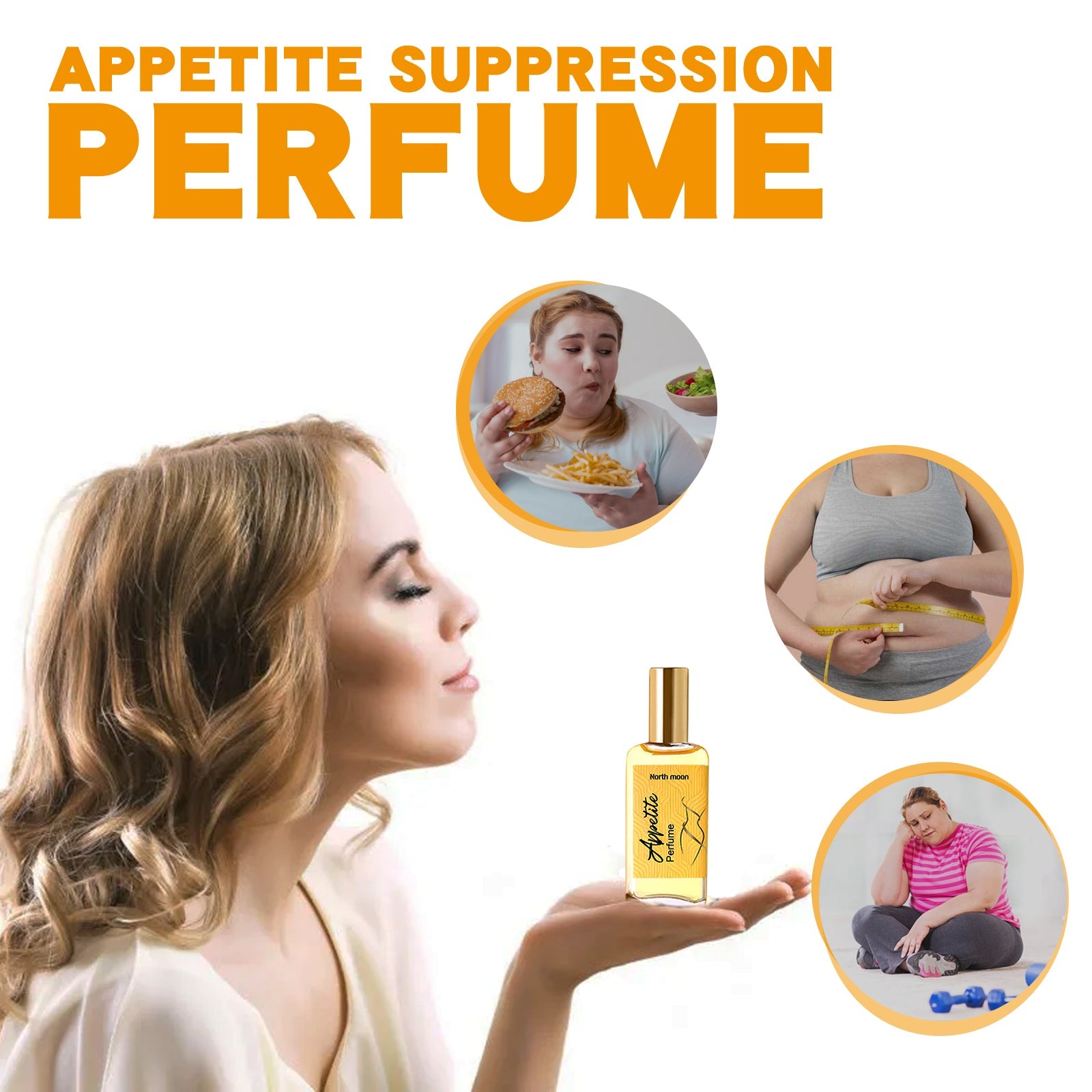 North moon Appetite Suppression Perpume, Light Fragrance Natural Fragrance Body Firming Skin Belly Bye Meat Slimming Spray