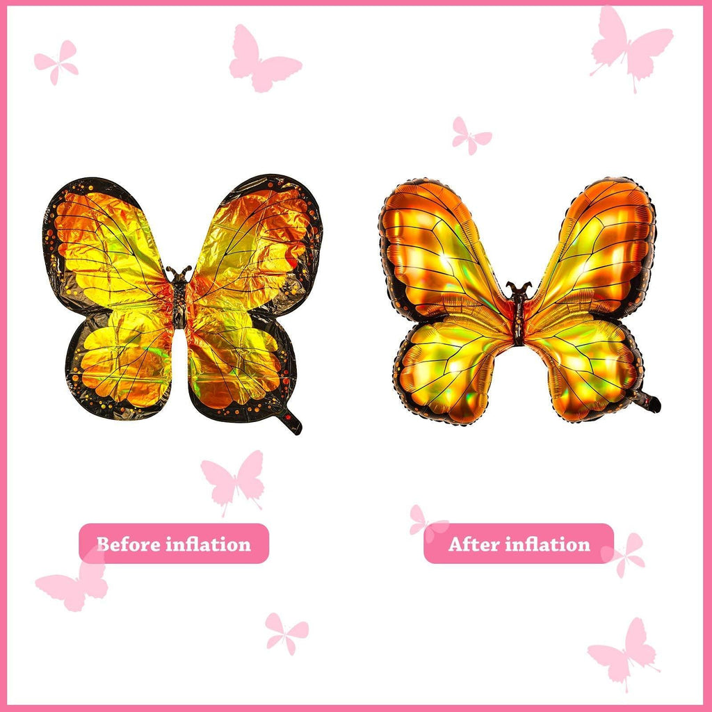 123Pcs Orange Gray Blue Butterflly Foil Helium Balloons Arch Garland Birthday Decorations For Baby Shower Gender Reveal Party Decorations Hallowen Decoration Butterfly Ballons
