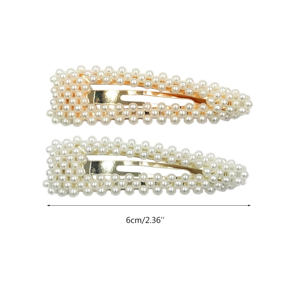 Women Bridal Vintage Faux Pearl Wrapped Hairpins Girl Glitter Accessory Gold/Silver Metal Alloy Hair Clip Water Drop Wedding
