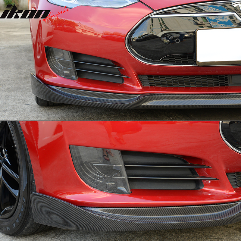 2012-2017 Tesla Model S Sedan JC Style Front Bumper Lip Carbon Fiber