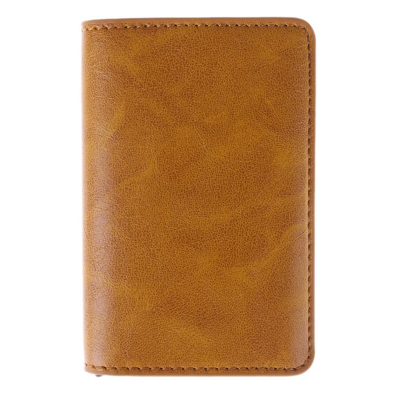 Male Metal Card Holder RFID Aluminium Alloy Credit Card Holder PU Leather Wallet Antitheft Men Wallet Automatic Pop Up Card Case