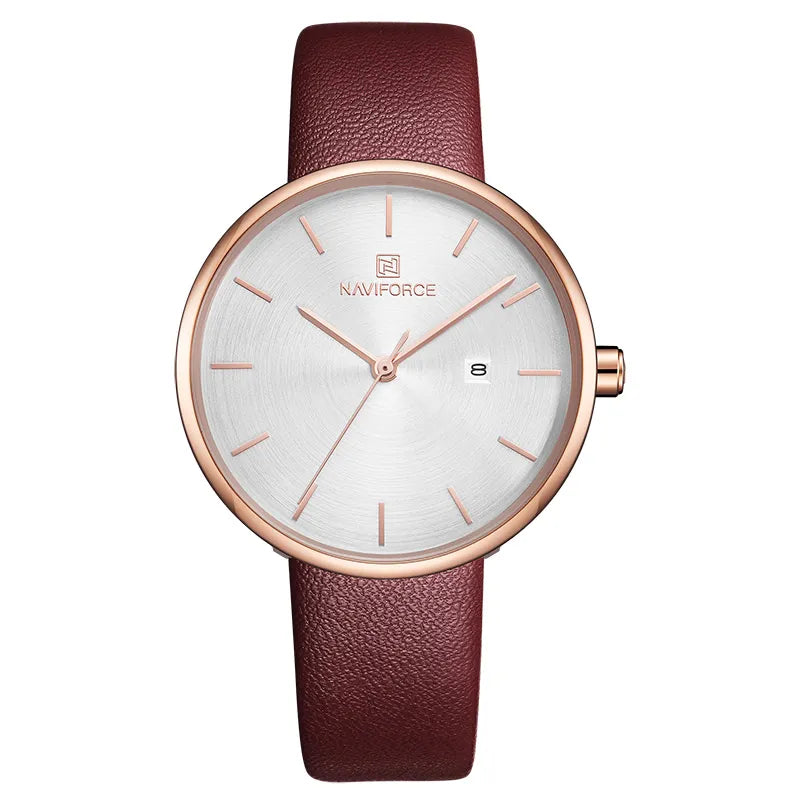 Women's Luxury Watch With  Leather Belts Shiny Steel Case  Scratch Resistant Glass Unique Design Perfect Gift