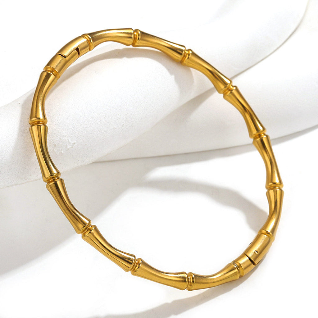 Fashion bamboo titanium steel bracelet female summer niche cold style ins stainless steel retro bamboo jewelry