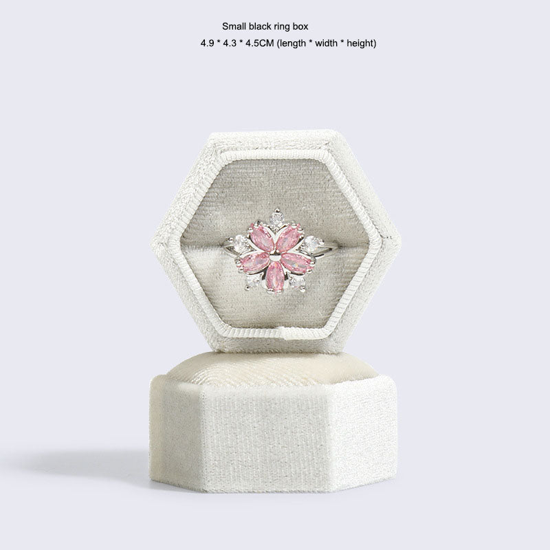 Hexagonal jewelry box, high-end Korean velvet ring earring box, jewelry box, jewelry packaging box