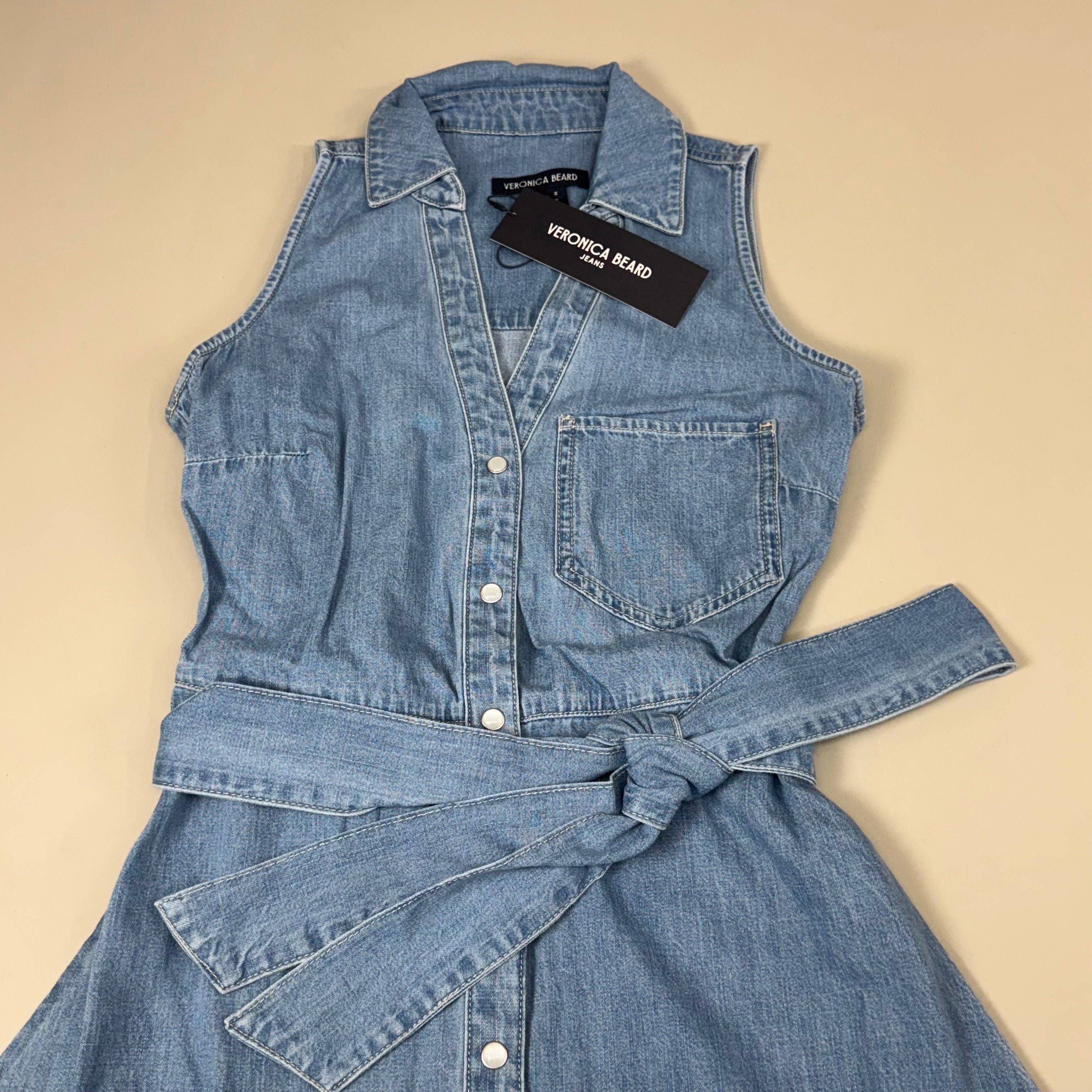 VERONICA BEARD Jeans Edwina Sleeveless Midi Dress Sz-00 Iceberg J24067101287IC