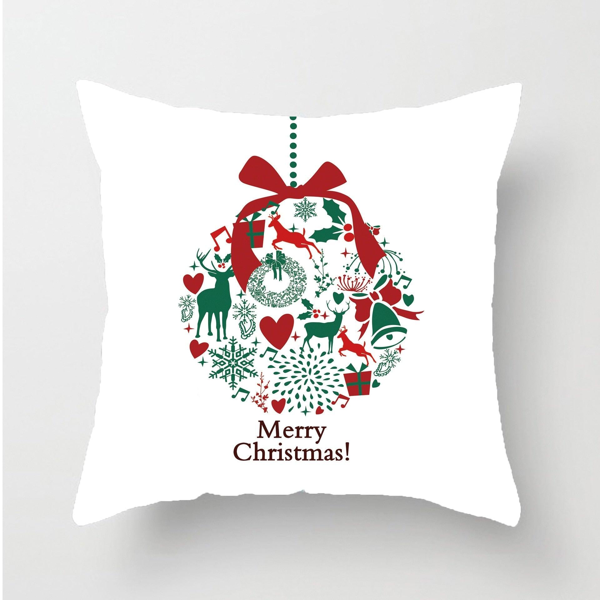 1Pcs Happy New Year Christmas Decorations Pillows Cover Merry Christmas Throw Cushion Covers Tree Reindeer Star Pillow Case For Party Home Decoration 45x45CM