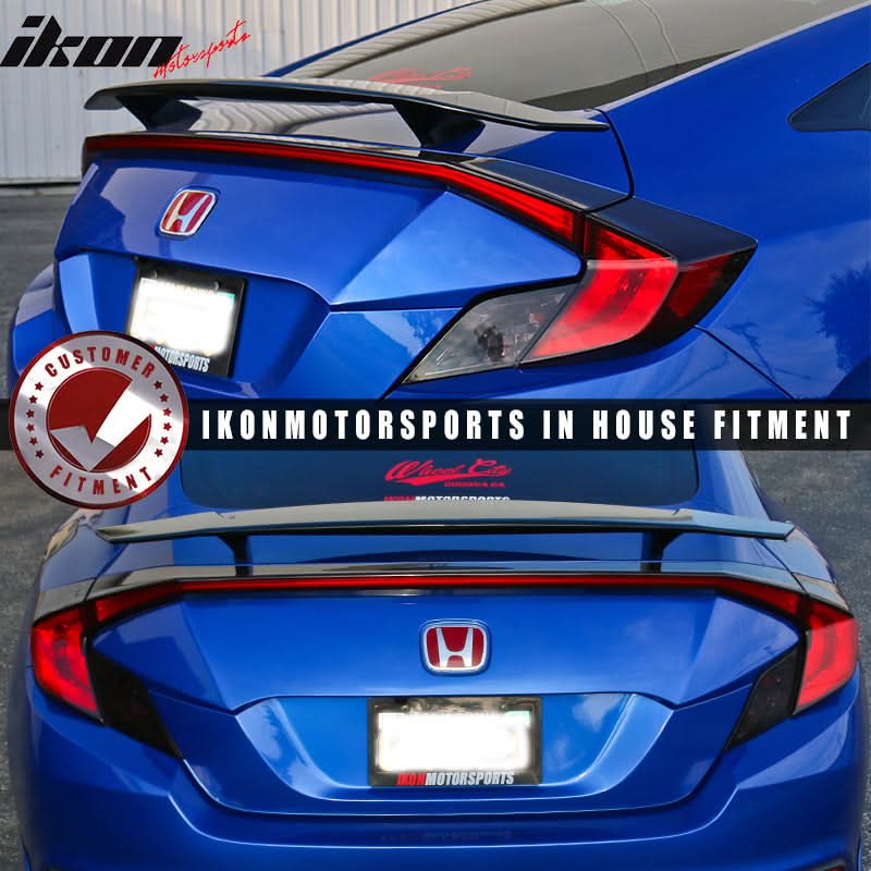 2016-2020 Honda Civic IKON Type A Gloosy Black Rear Spoiler Wing ABS