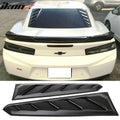 2016-2024 Chevy Camaro Black Rear Window Louvers Pair ABS