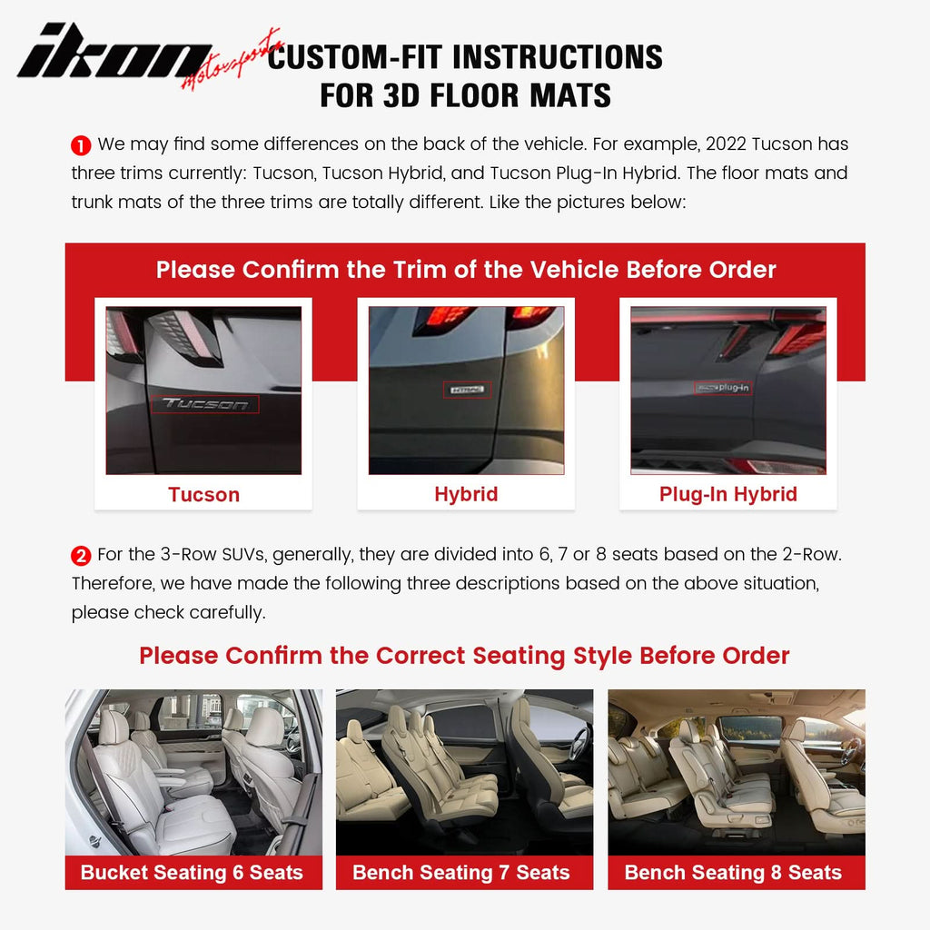 Car Floor Mat for 2019-2024 Ram 1500 Crew Cab All Weather 3D  TPE 3PC