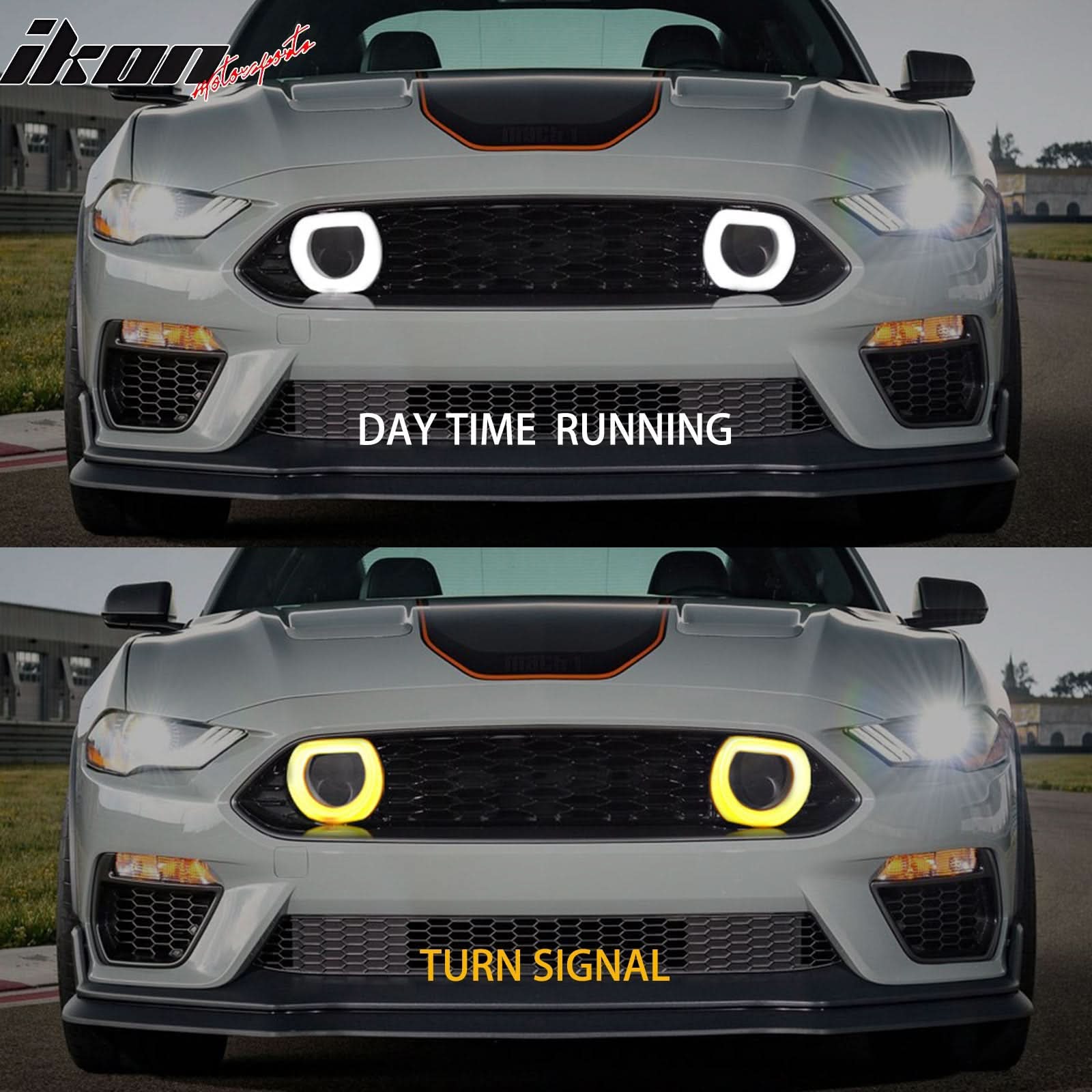 2021-2023 Ford Mustang Mach 1 Car Front Grille Black W/ LED Lamp ABS