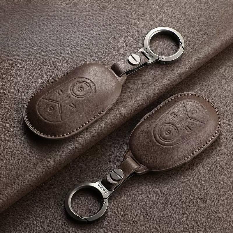 Leather Car Key Case Cover Fob Shell for Geely EX2/E2