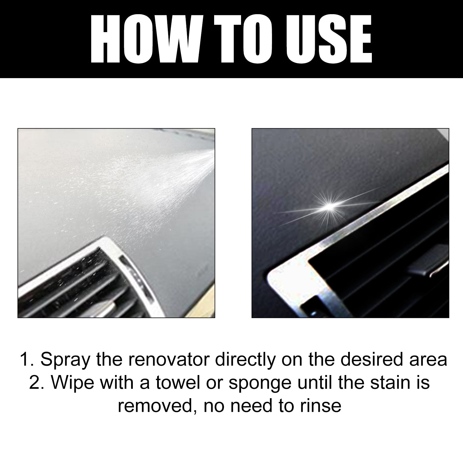 Car Interior Renovation Spray, Seat Interior Instrument Panel Cleaning Decontamination Maintenance Refurbishing Care Agent