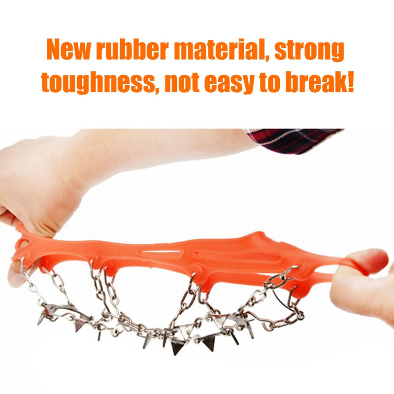 1 Pair Outdoor Climbing Non-slip Ice Snow Grippers 13 Teeth Spike Cleats Crampons for Family Outdoor Camping Accessories