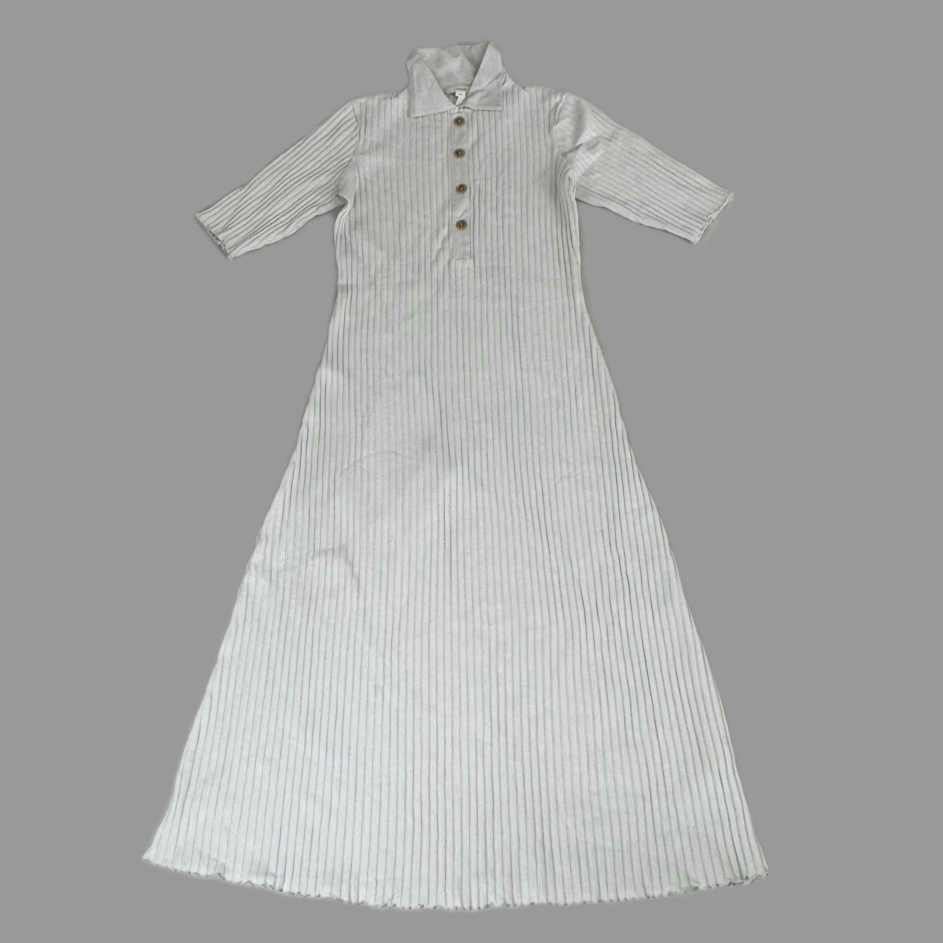 VINCE Ribbed Cotton-Blend Polo Dress 4 Button Women's Sz M Salt Glass V041584525