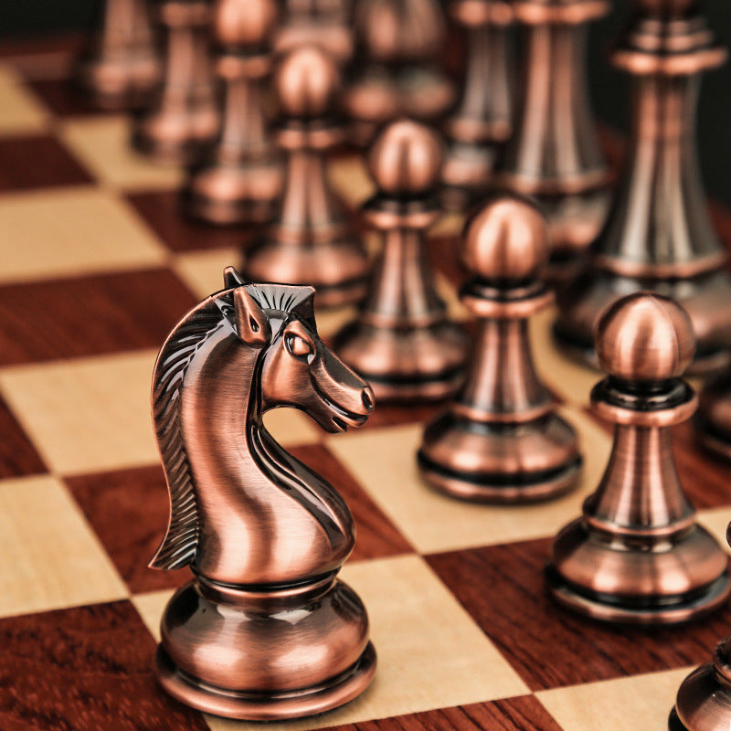 Solid wood folding chessboard oversized chess pieces Western chess