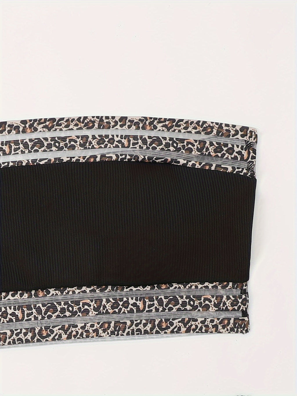 Bikini Leopard Print High Waist Bandeau 2 Piece Swimsuit for Women – Super Stretchy Bikini Set with Seductive Mesh Detail and Flattering Fit – Chic Animal Print Swimwear for Beachwear Poolside and Summer Vacations