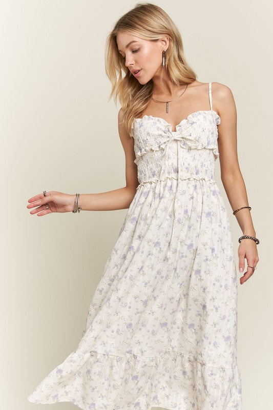 Beautiful Smocked Floral Dress Feminine & Flowy Dress Romantic Floral Print Girl Dress