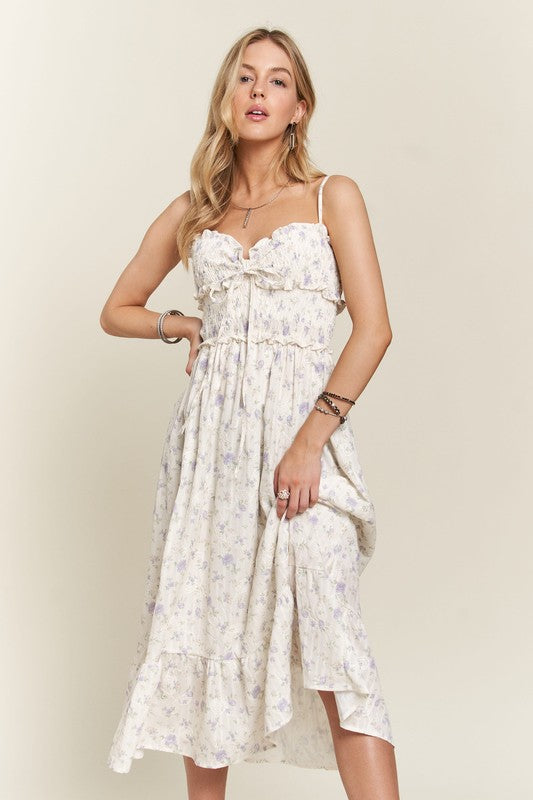 Beautiful Smocked Floral Dress Feminine & Flowy Dress Romantic Floral Print Girl Dress