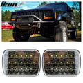 Universal 7In Square 15 Large Power LED Black Chrome Headlight