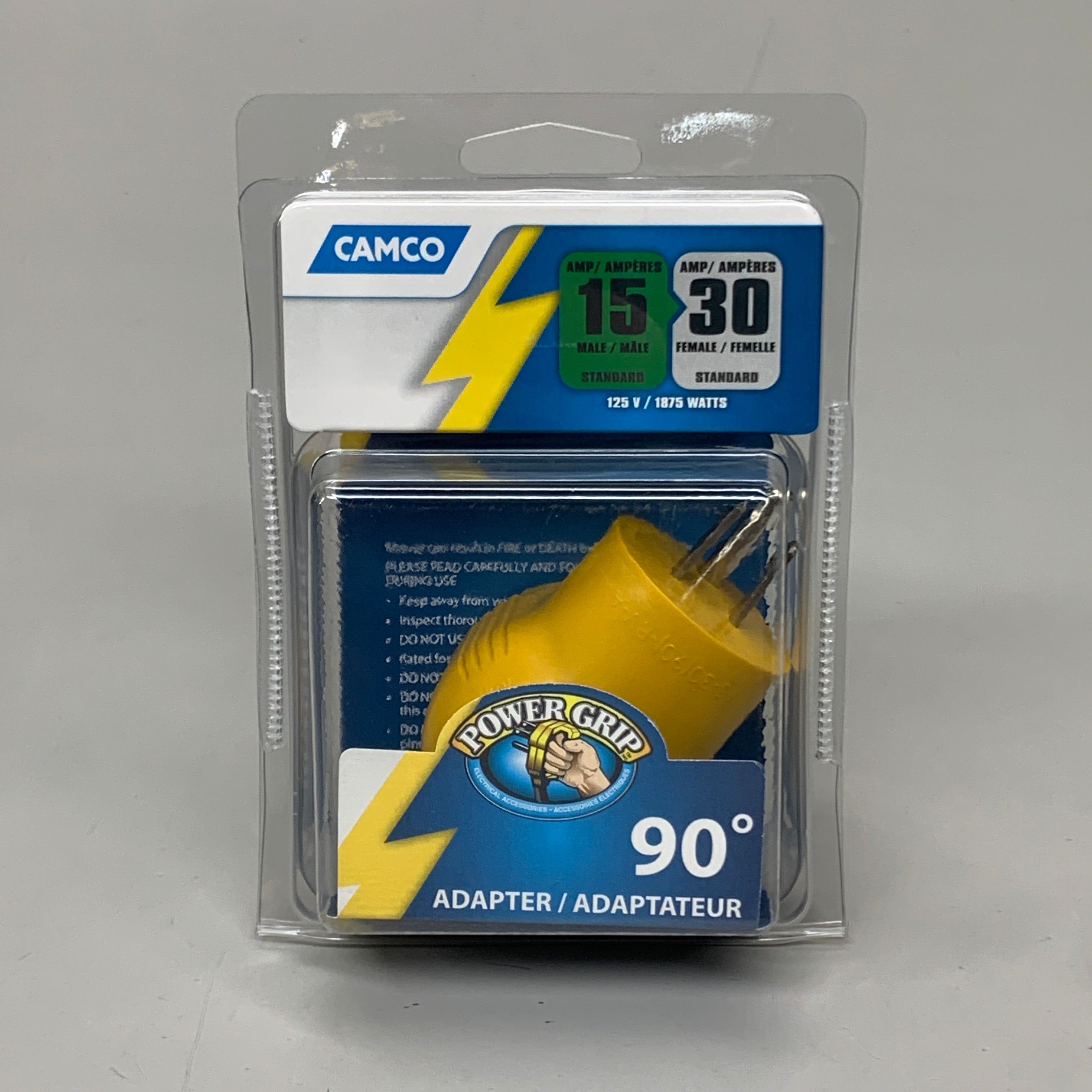CAMCO (3 PACK) 15 AMP Male & 30 AMP Female 90 Degree Electrical Adapter 55325