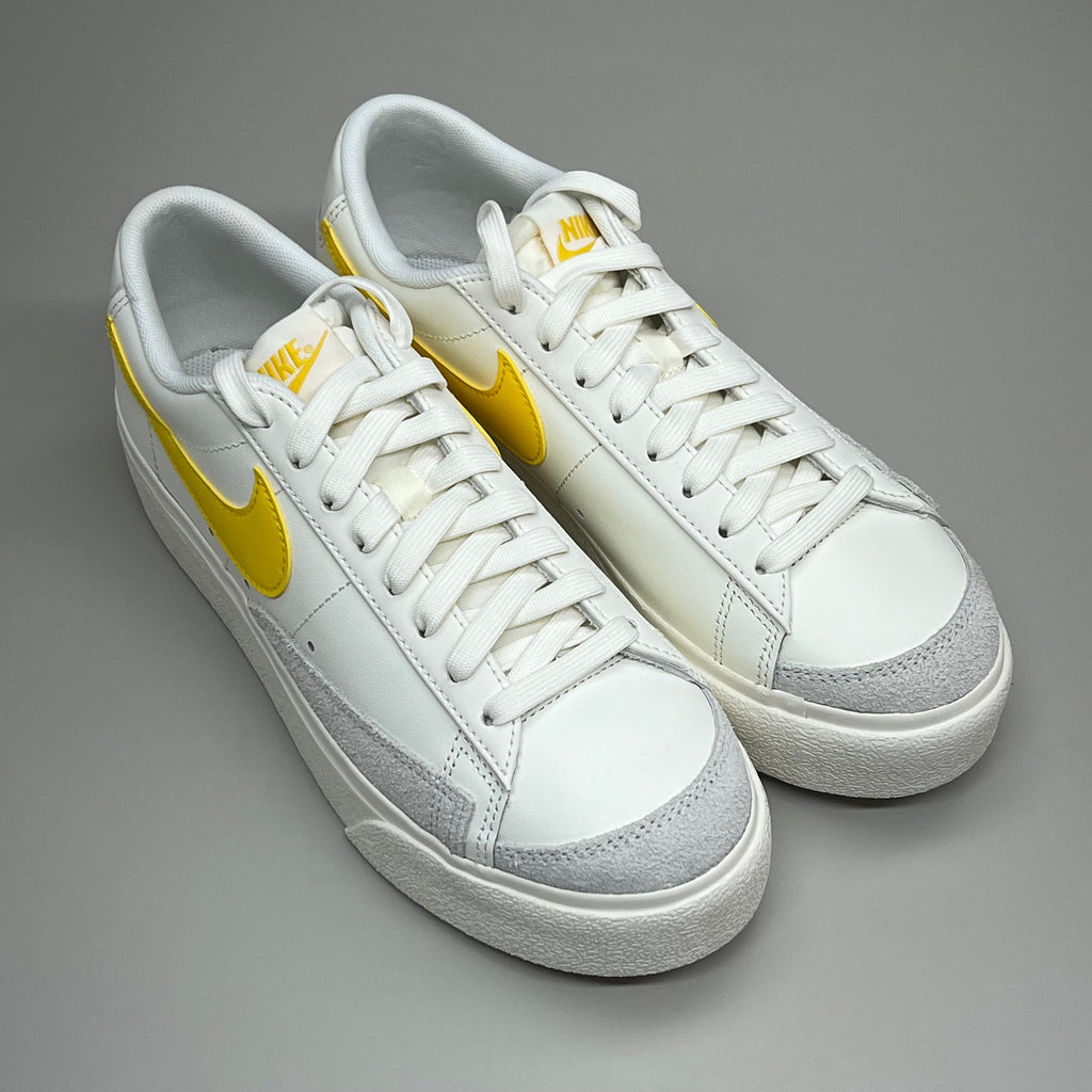 NIKE Blazer Low Cut Platform Shoes Sz Women's 7.5 Men's 6 Yellow/Grey/White