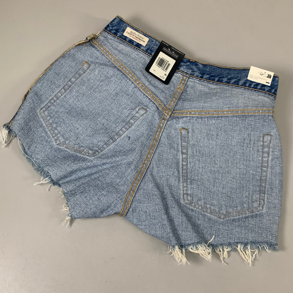LEVIS 501 Original Fit High Rise Shorts Medium Wash Women's Sz 26 Mega Vibe Blue
