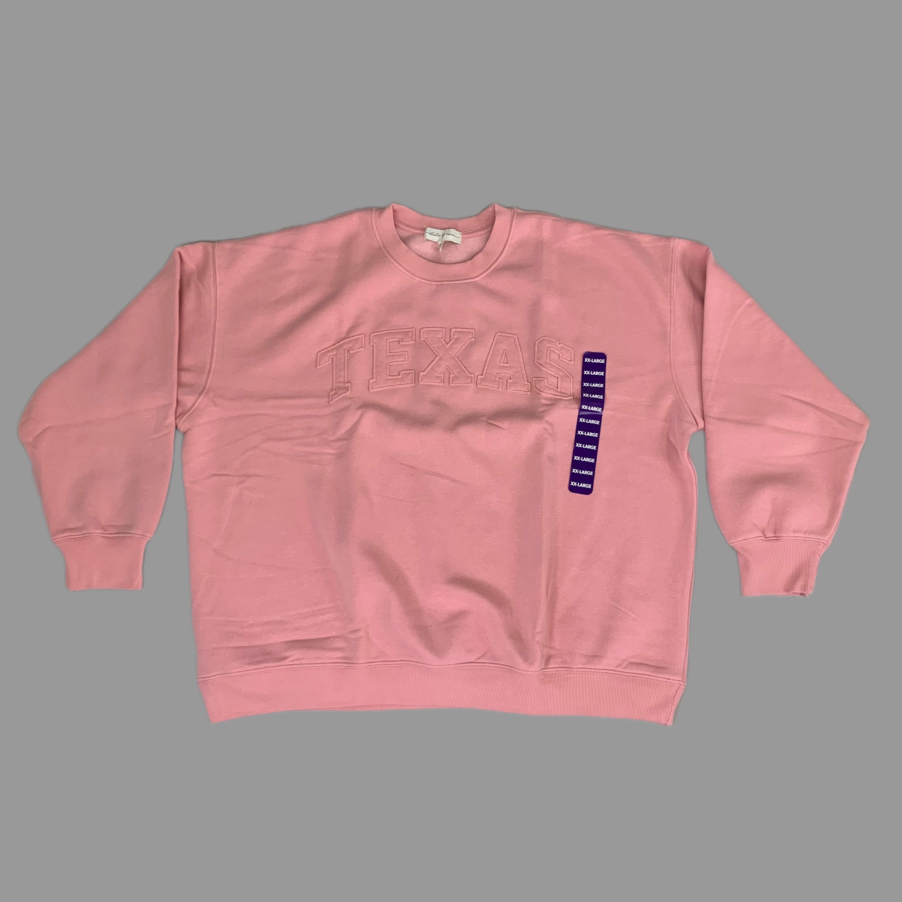 STATE OF MINE Women's Texas Print Sweatshirt Sz-XXLarge Blush 15711