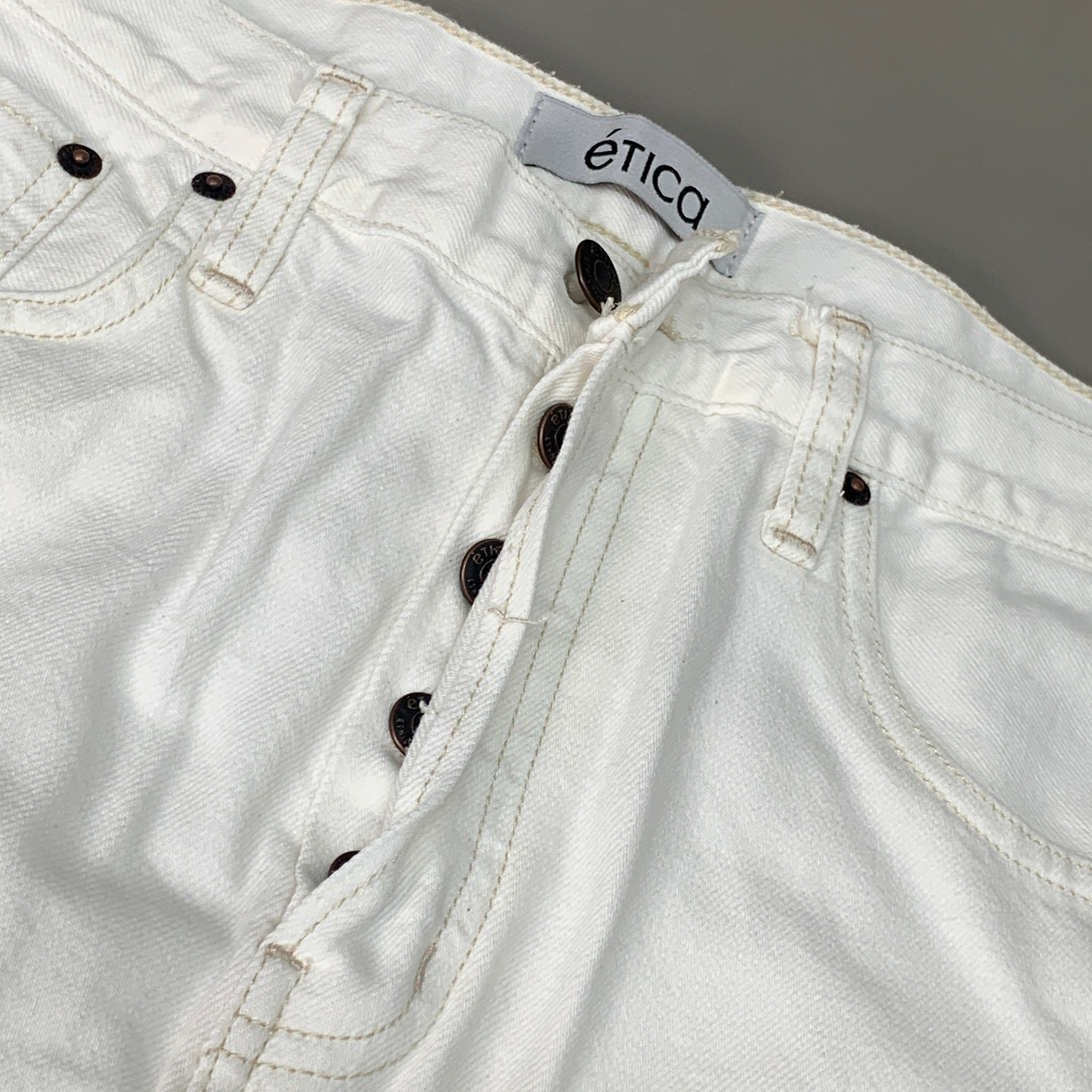 ETICA Tyler High Waist Straight Leg Ankle jeans Vintage White Size 28 EW180114A