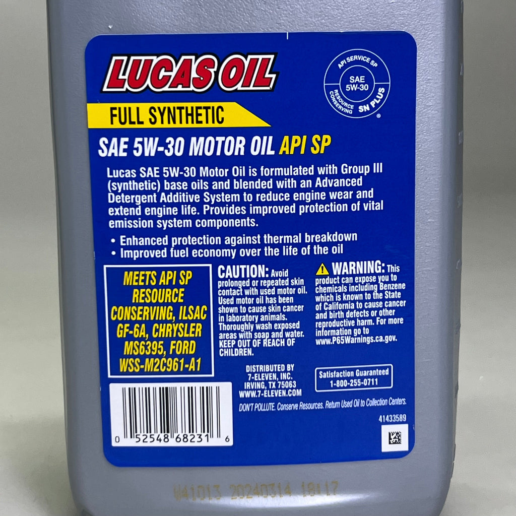 LUCAS (6 PACK) 5W-30 Maximum Performance Engine Synthetic Motor Oil 1 qt /946 ml