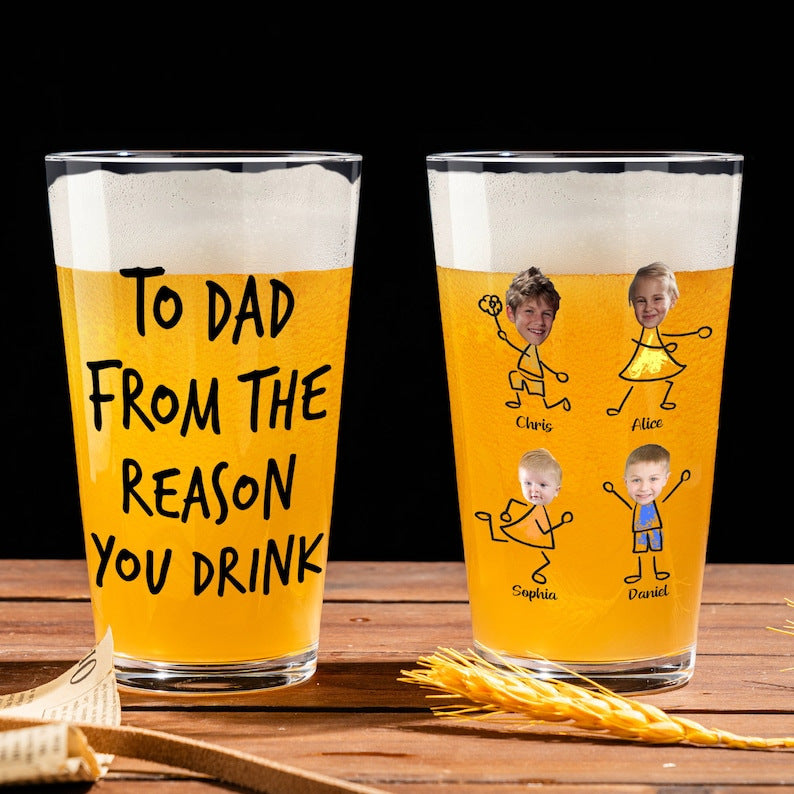Round glass cup 16oz beer wheat cup body customized straight cup
