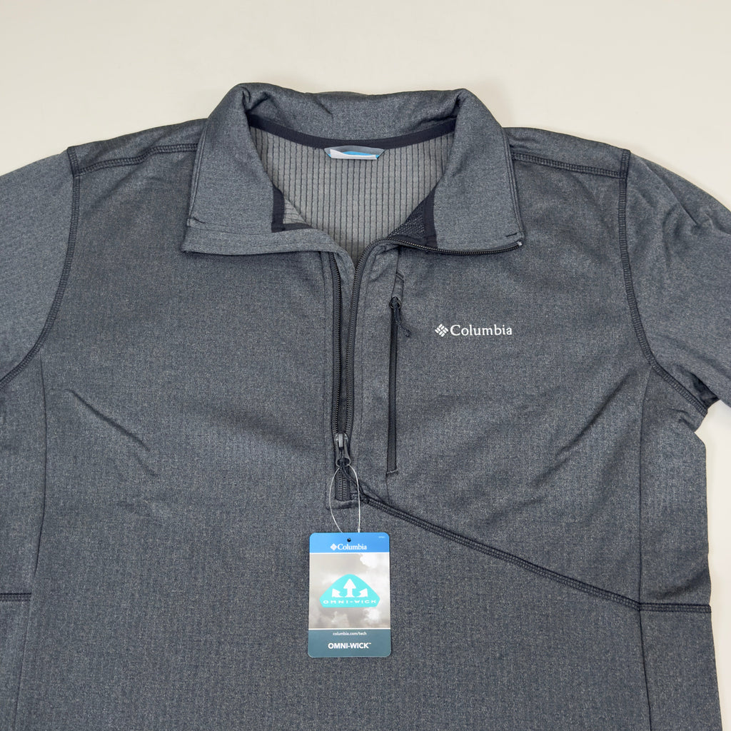 COLUMBIA Park View Fleece Half Zip Omni-Wick Men's Sz L Black Heather 1952201010