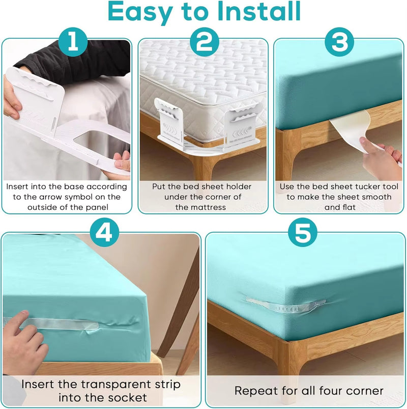 4-Piece Heavy-Duty Sheet Grippers: Keep Sheets Tight, No More Loose Sheets