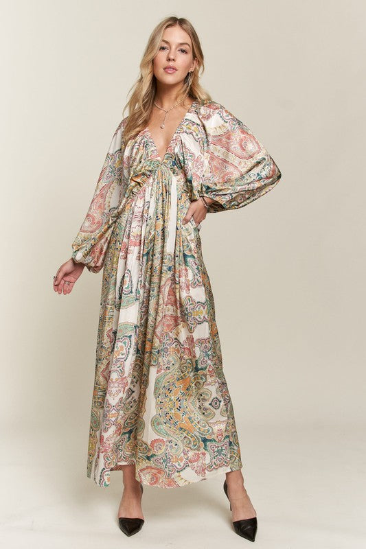 New Printed V-Neck Batwing Sleeve Dress For Summer – Stylish, Effortlessly Chic, Comfortable, Perfect for Casual and Semi-Formal Events