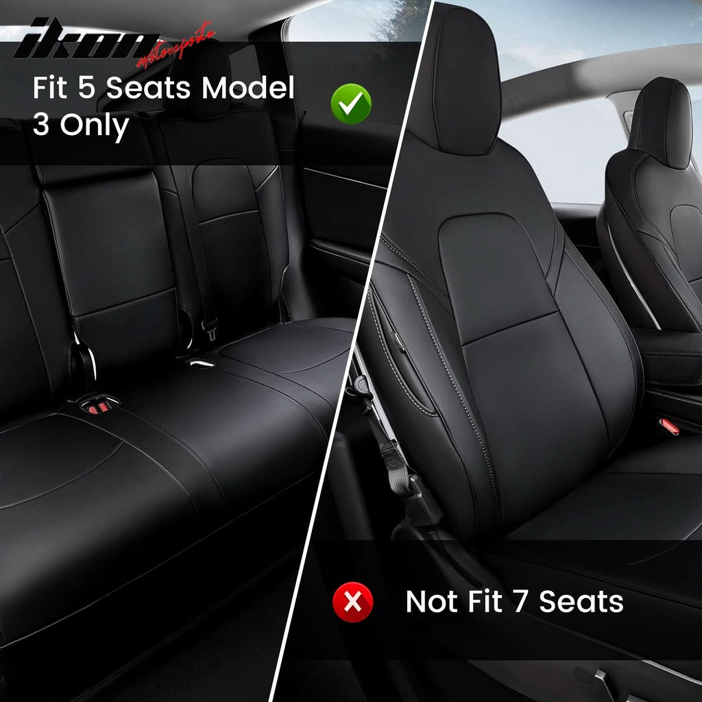 2017-2023 Tesla Model 3 Front Rear 5-Seat Seat Covers Leather