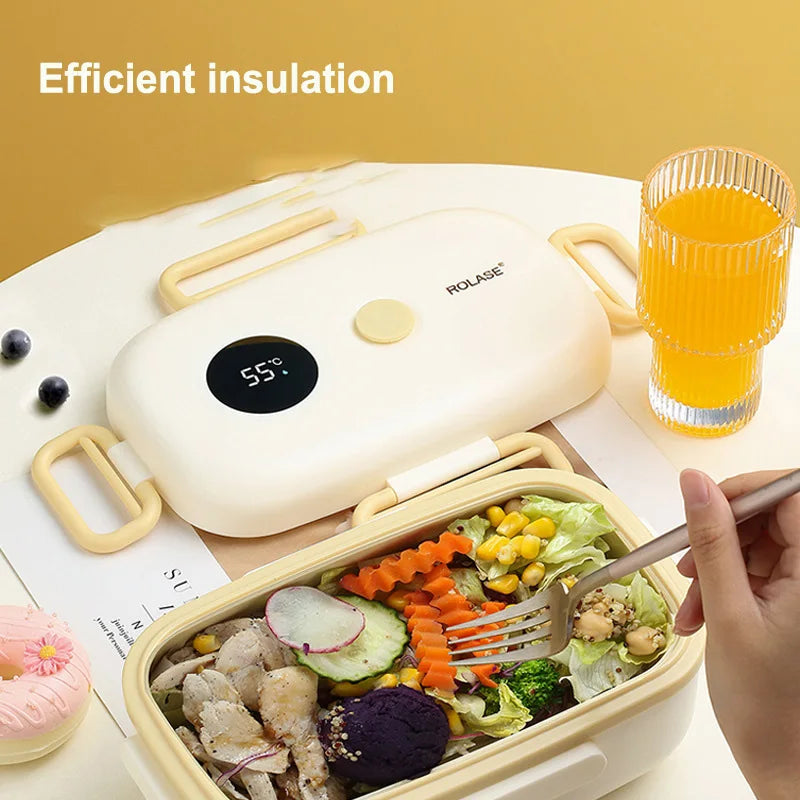 New Smart LCD Temperature Digital Display Insulated Lunch Box Portable Electric Lunch Box Lunch Box Suitable for Outdoor Travel