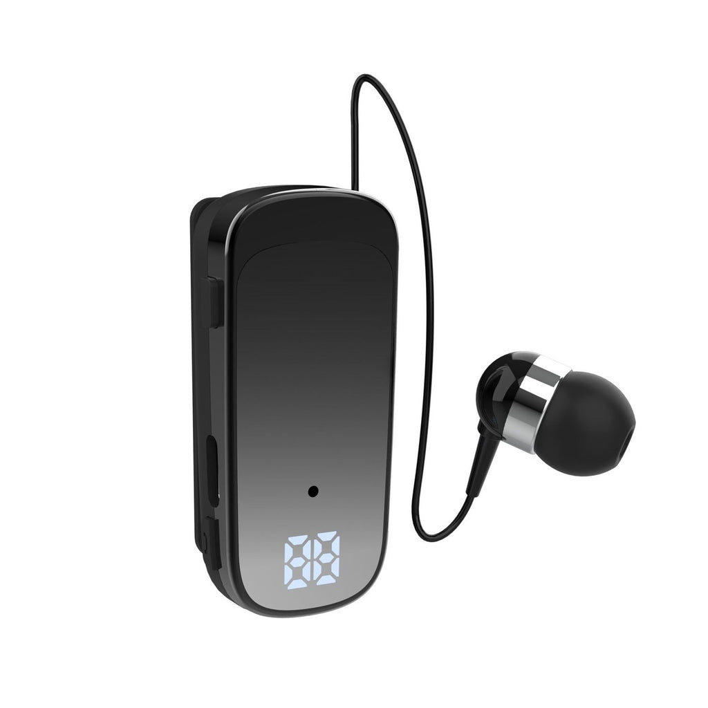 K65 Collar style Telescopic Cable Bluetooth Earphones In Ear Digital Display Long Range Business Single Ear Earphones 5.2