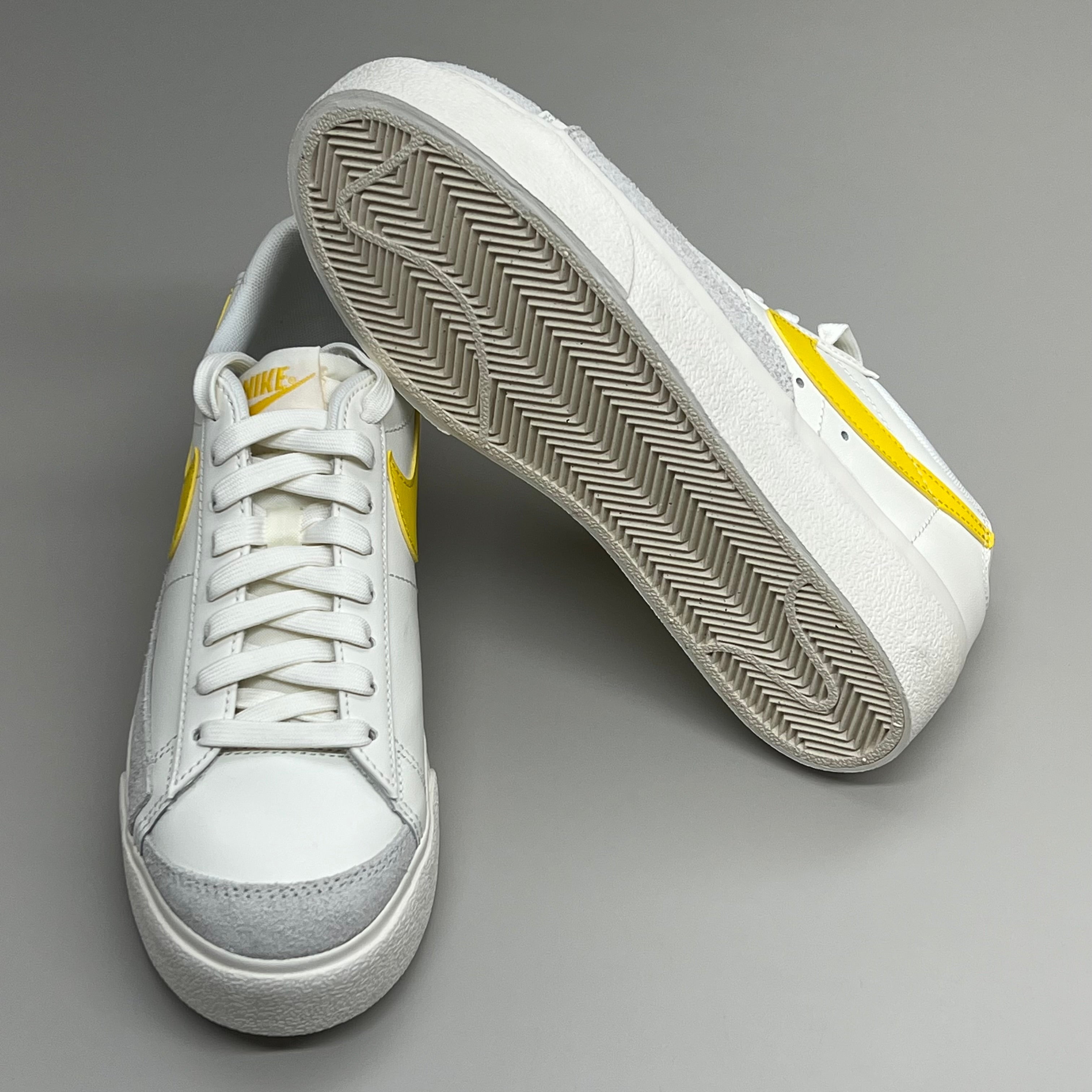 NIKE Shoes Blazer Low Cut Platform Sneaker Sz Women's 6.5 Men's 5 Yellow/Grey/White