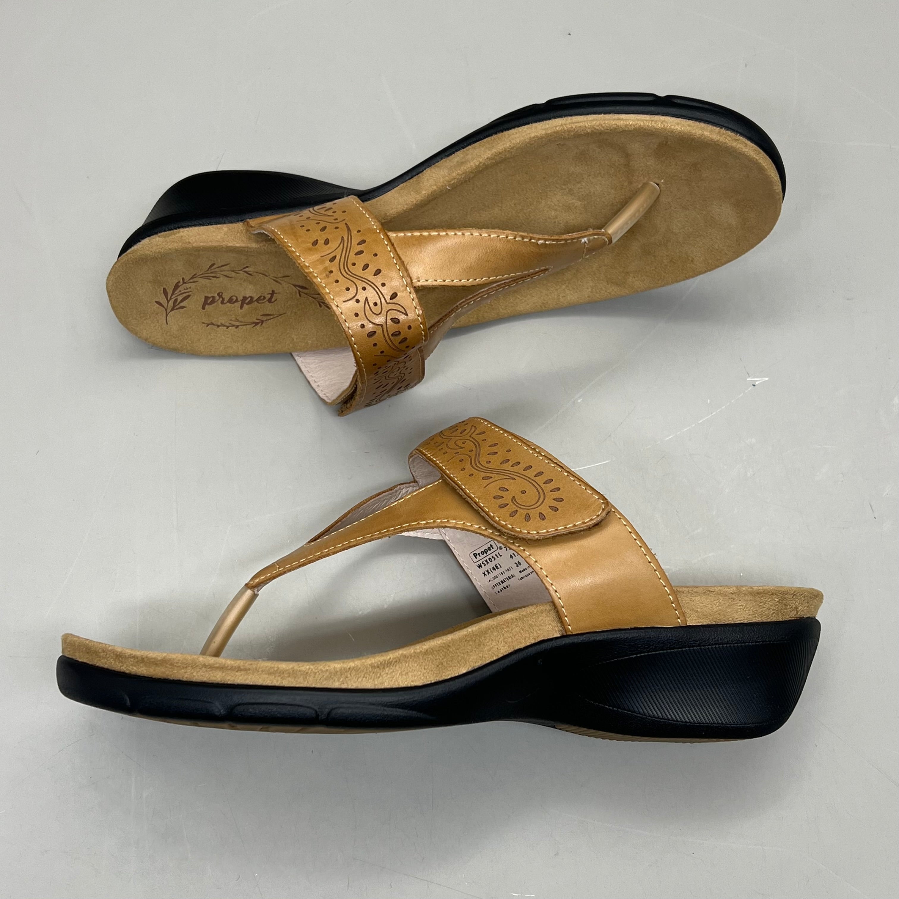 PROPET Wynzie Dressy Adjustable Flip Flop Women's Sz 10 XX(4E) Tan WSX051L