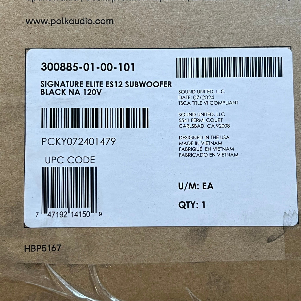 POLK 12" Signature Elite Subwoofer Sz 18" L X 14" W X 19" H, Black ES12
