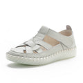 Leather perforated shoes with hollowed out toe caps for women soft soled non slip flat sandals for women
