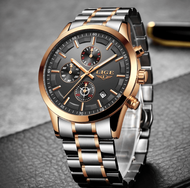 Men's Waterproof  Watch With Chronometers And Date Display Unique Design Perfect Gift