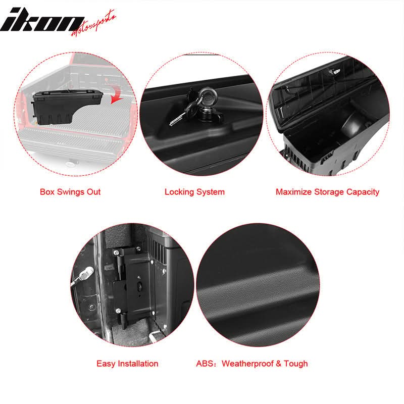 2007-2018 Chevy Silverado Black Truck Bed Storage Box Driver Side ABS