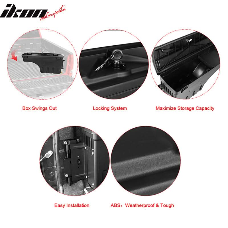 2007-2019 Toyota Tundra Black Truck Bed Storage Box Passenger Side ABS