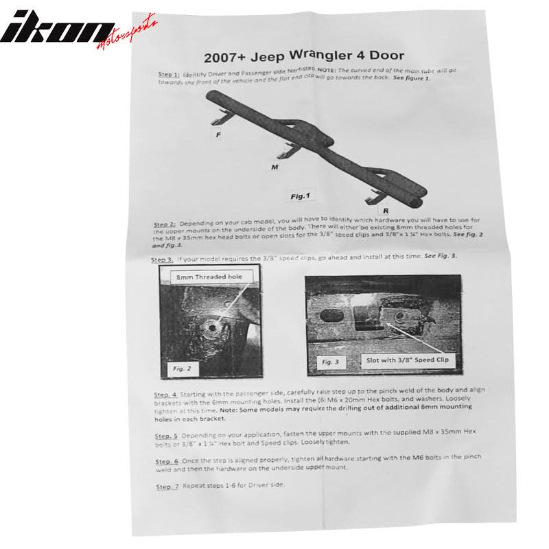 2007-2018 Jeep Wrangler 4Dr BCT Style Black Running Boards Side Steps